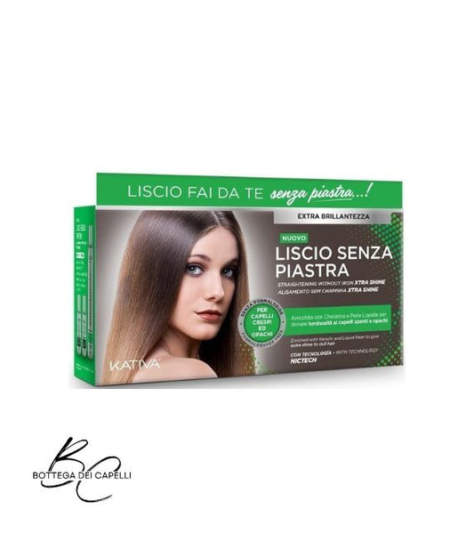 Kativa Liscio Senza Piastra Extra Brillantezza kit shampoo balsamo maschera