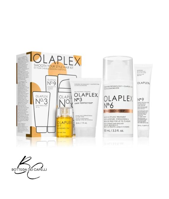 Kit Olaplex anticrespo e styling con N°3 N°6 Bond Smoother N°7 Bonding Oil N°9 siero